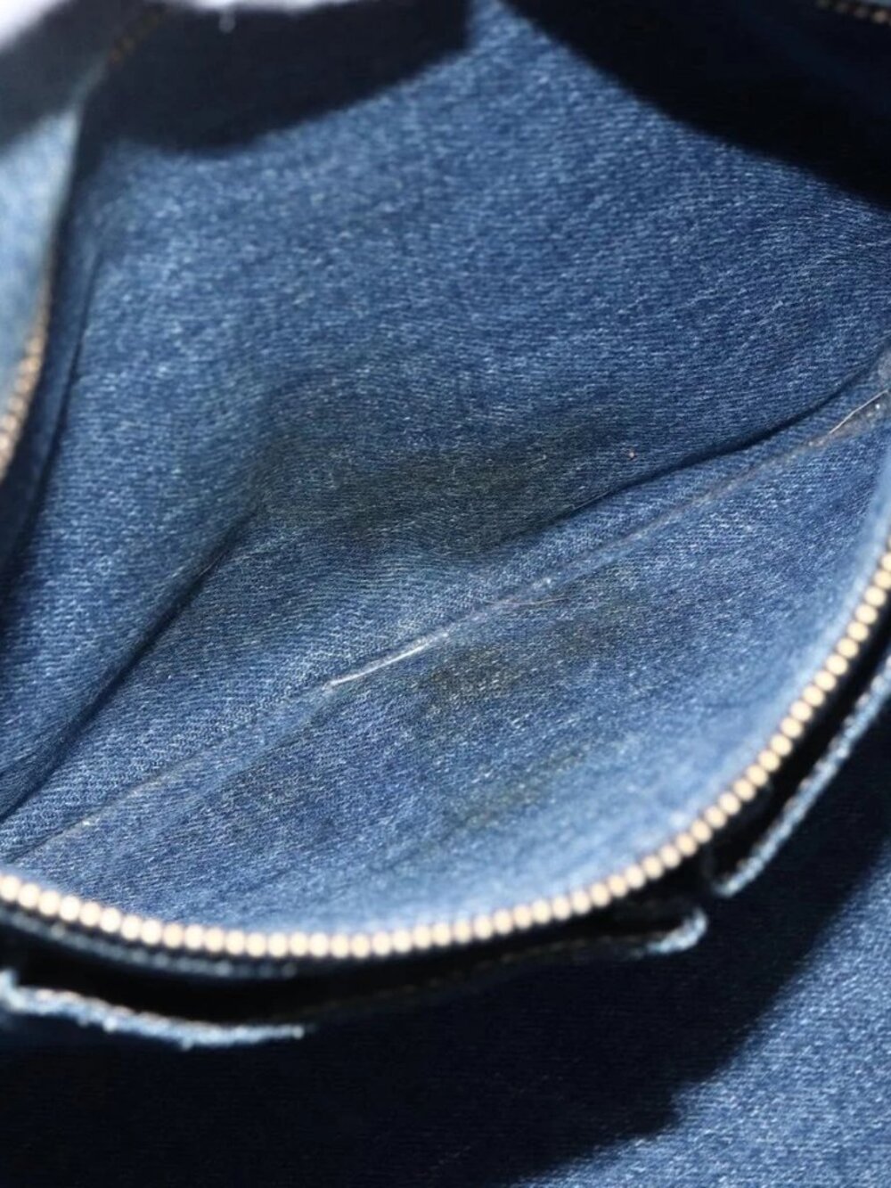 PRADA Canapa GM Hand Bag Denim Blue Gold Auth 173937 - Picture 10 of 16